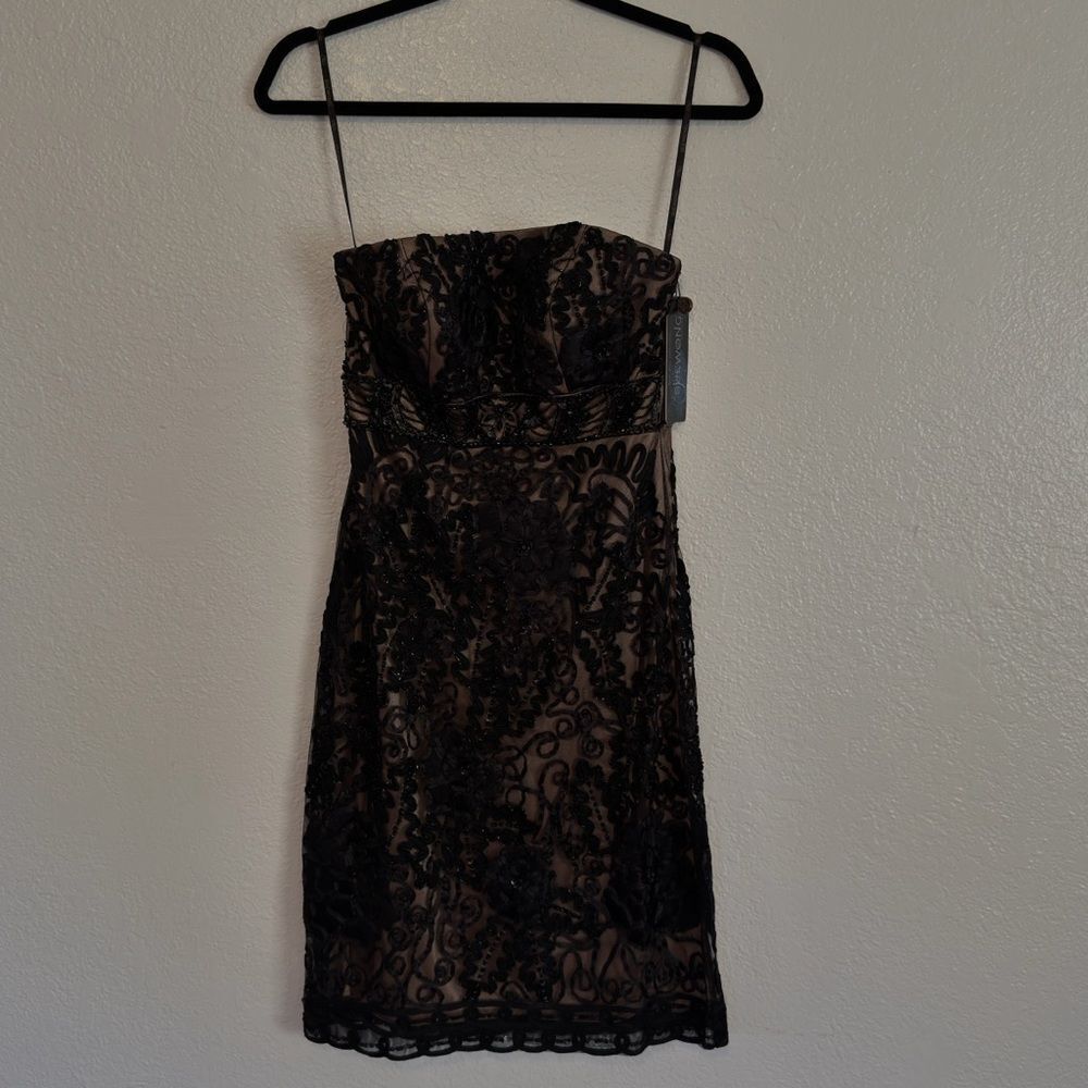 New vintage y2k Sue Wong Black Strapless Lace embellished wedding guest Dress - Picture 6 of 14